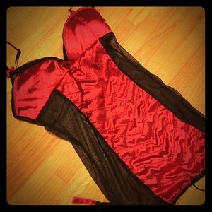 Sexy red and black garter lingerie